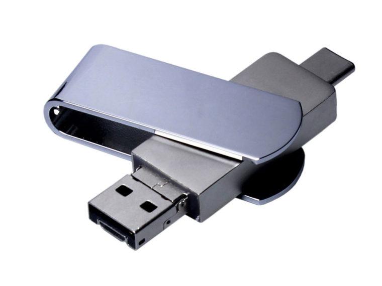 USB 2.0-флешка на 32 Гб 3-в-1 с разъемами Micro USB и USB-C