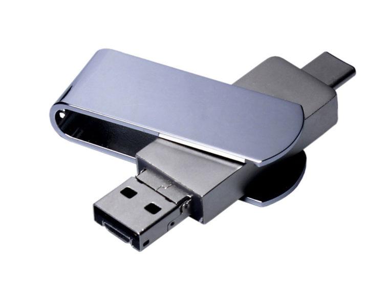 USB 2.0-флешка на 64 Гб 3-в-1 с разъемами Micro USB и USB-C