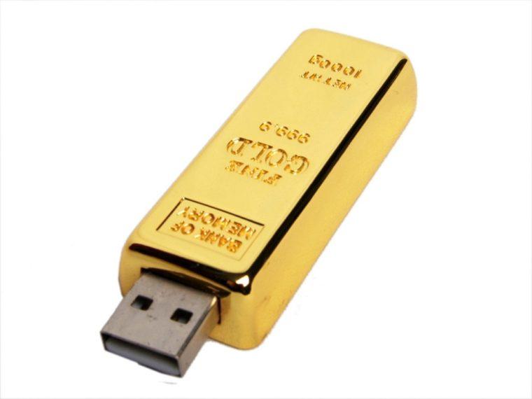 USB 2.0- флешка на 4 Гб в виде слитка золота